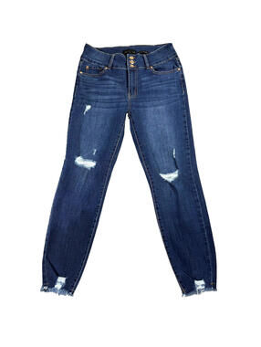 Kendall + Kylie Skinny Jeans Women 31 Dark Wash Distressed Raw Hem Y2K Retro Fit